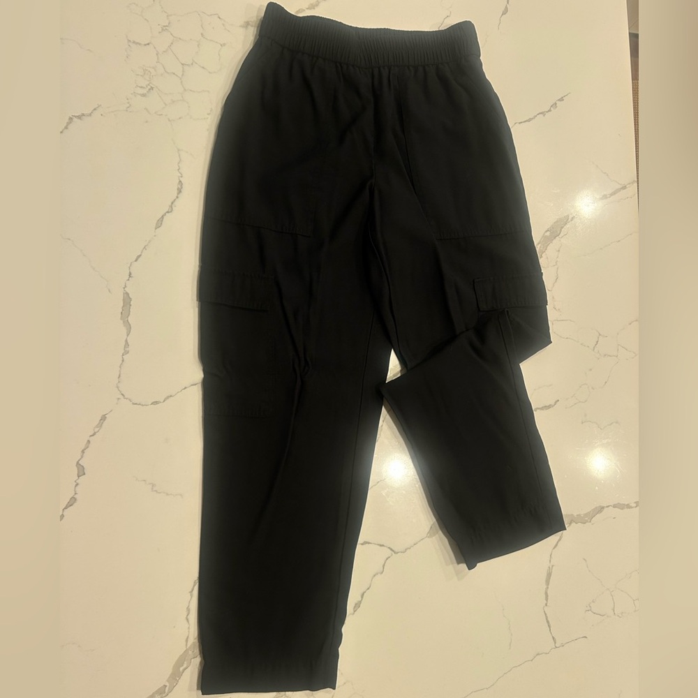 Black Cargo Elastic Waist Trousers